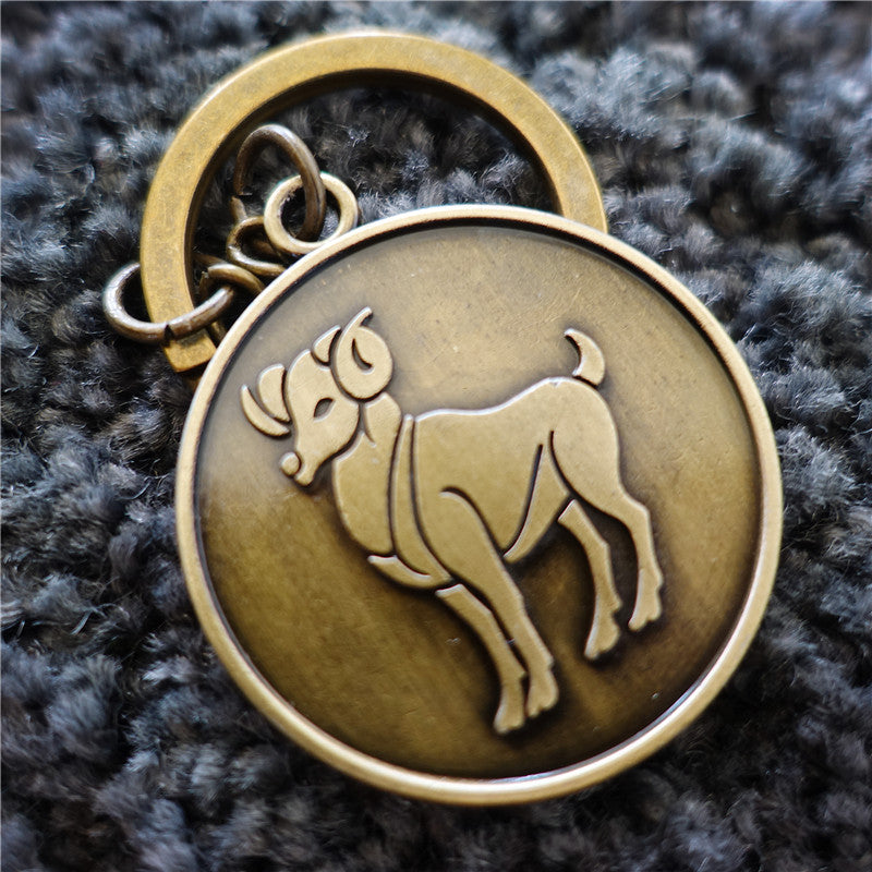 Wholesale 12 Constellations Retro Metal Keychains